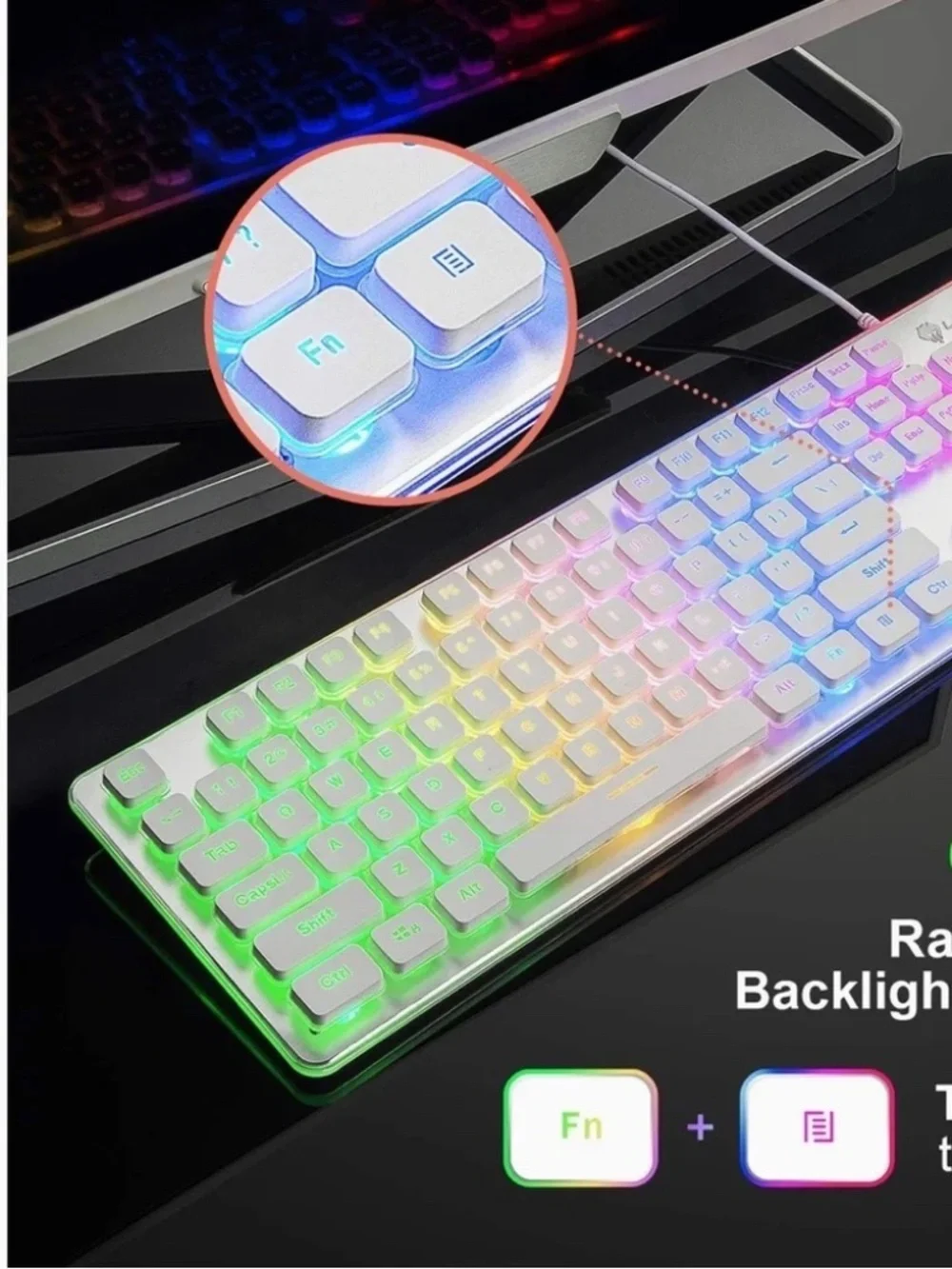 LANGTU Membrane Gaming Keyboard Lights On or Off USB